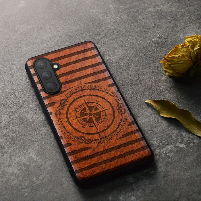 Charting the Course, Classic Engraved Wood & TPU Case - Artisanal Cover for Samsung Galaxy