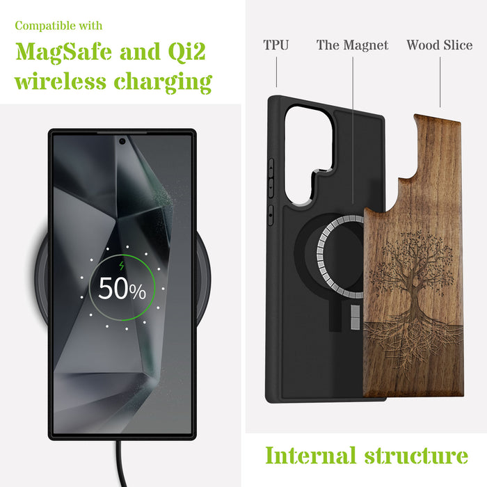 Yin Yang Tree Classic Engraved Wood & TPU Case Samsung Galaxy Artisanal Case View