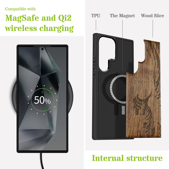 Wave Reimagined Classic Engraved Wood & TPU Case Samsung Galaxy Artisanal Case View