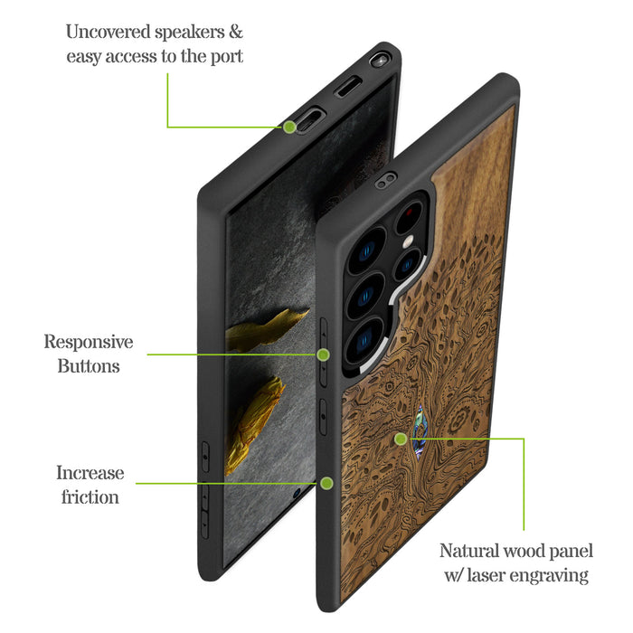 The Line Art Tree of Life Hand-Inlaid Wood & Mother of Pearl Case Samsung Galaxy Artisanal Case View