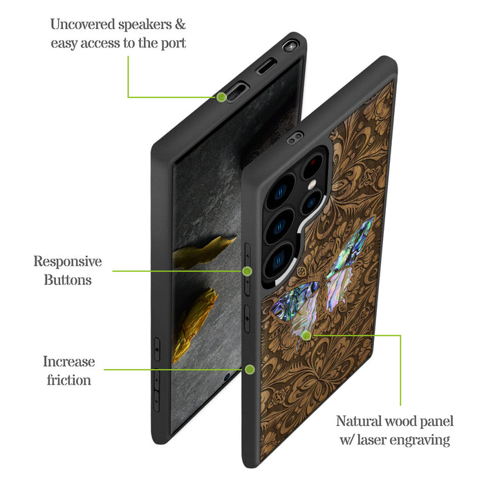The Wonder, Hand-Inlaid Wood & Mother of Pearl Case - Artisanal Cover for Samsung Galaxy