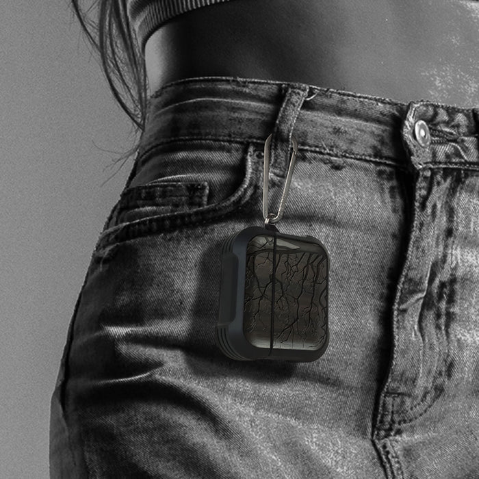 Bare Tree - Wood Artisan Engraved & Shell Hand-Inlaid Cover - Artisanal Case for Apple AirPods (Titanium Quick Released Clasp)