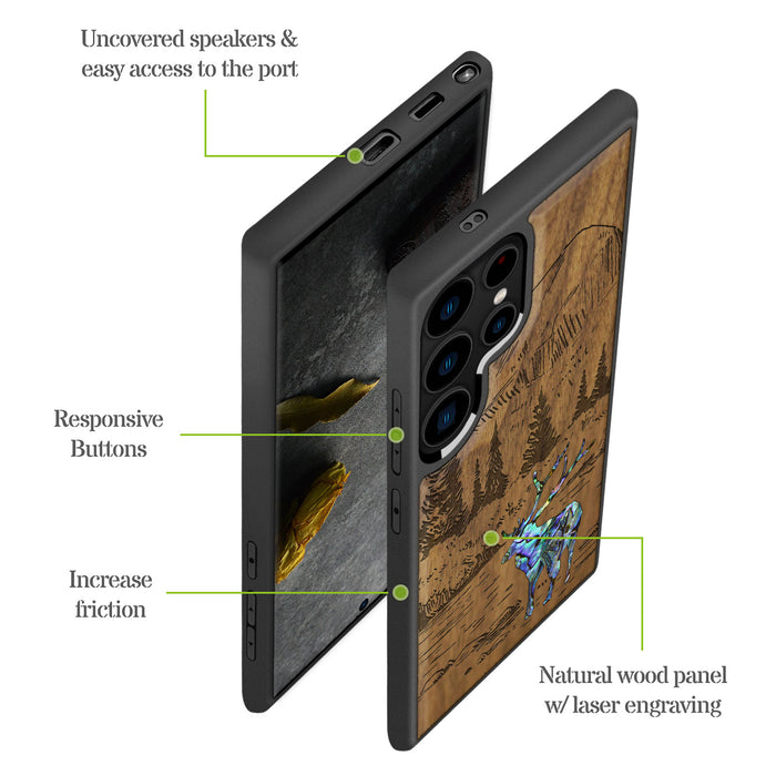 Alaskan Wilderness, Hand-Inlaid Wood & Mother of Pearl Case - Artisanal Cover for Samsung Galaxy