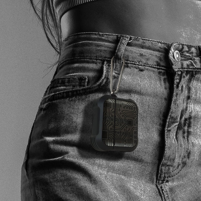 Circuit Art - Wood Artisan Engraved & Shell Hand-Inlaid Cover - Artisanal Case for Apple AirPods (Titanium Quick Released Clasp)