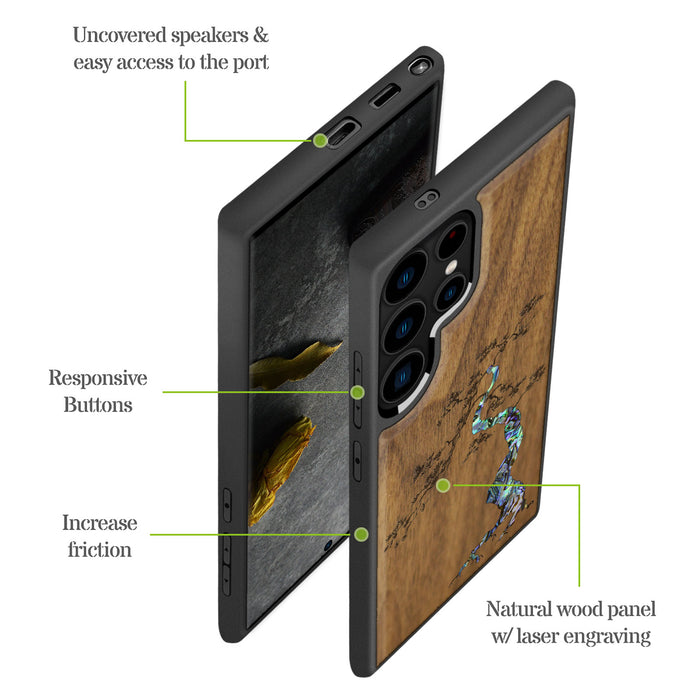 The Majestic Pine Tree, Hand-Inlaid Wood & Mother of Pearl Case - Artisanal Cover for Samsung Galaxy