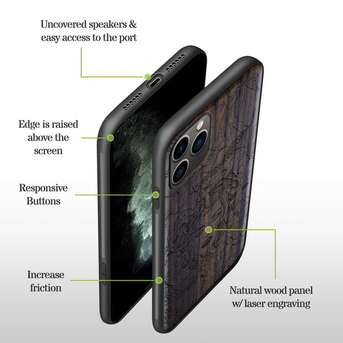 The Medusa Enigma, Classic Engraved Wood & TPU Case - Artisanal Cover for Apple iPhone