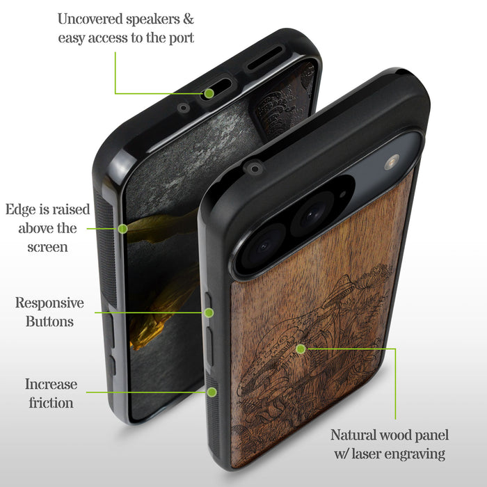 Mystical Forest, Classic Engraved Wood & TPU Case - Artisanal Cover for Google Pixel