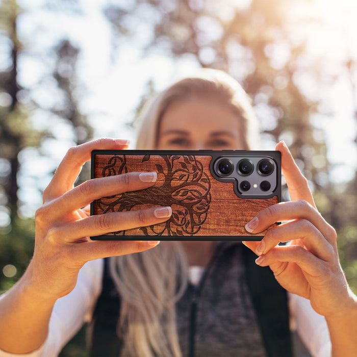 Celtic Roots Classic Engraved Wood & TPU Case Samsung Galaxy Artisanal Case View