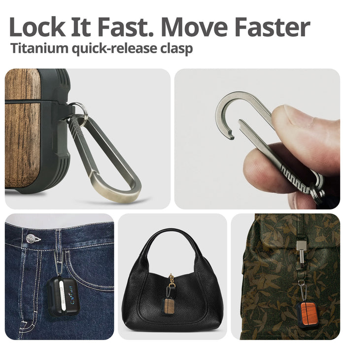 Bare Tree - Wood Artisan Engraved & Shell Hand-Inlaid Cover - Artisanal Case for Apple AirPods (Titanium Quick Released Clasp)