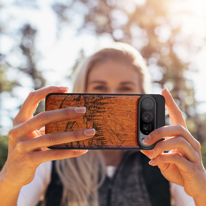 The Lake and Mountain Landscape, Classic Engraved Wood & TPU Case - Artisanal Cover for Google Pixel