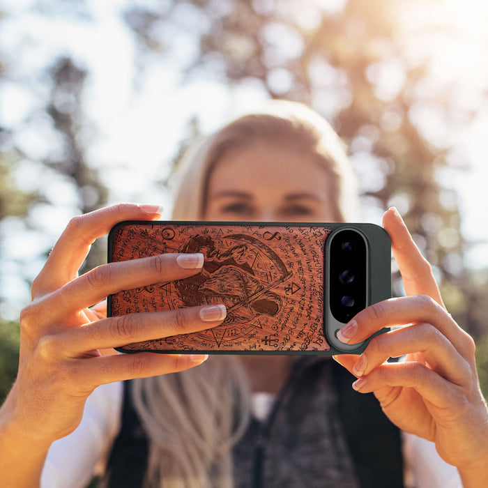 The Reaper's Scythe, Classic Engraved Wood & TPU Case - Artisanal Cover for Google Pixel