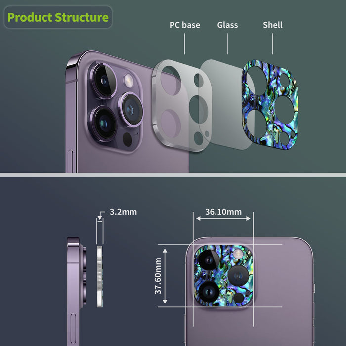 Hand-Inlaid Mother of Pearl Camera Lens Protector for Apple iPhone