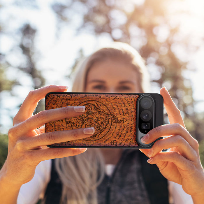 A Mingle of Might and Mystery, Classic Engraved Wood & TPU Case - Artisanal Cover for Google Pixel