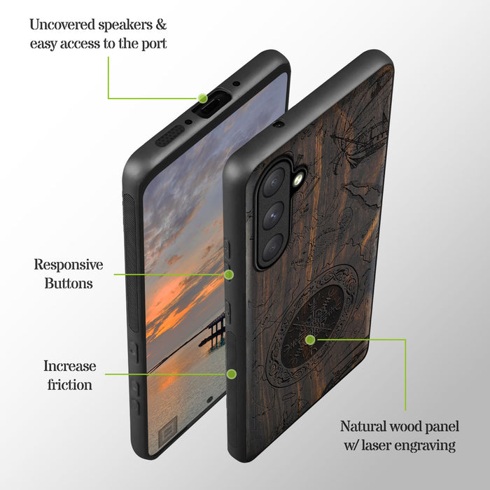 Legacy of the North, Classic Engraved Wood & TPU Case - Artisanal Cover for Samsung Galaxy