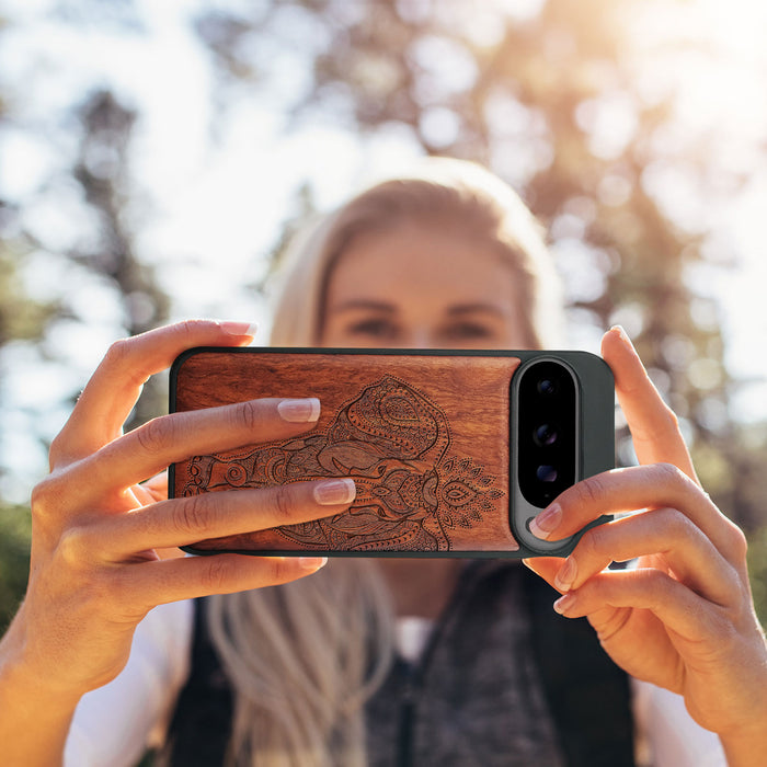 Tribal Harmony, Classic Engraved Wood & TPU Case - Artisanal Cover for Google Pixel