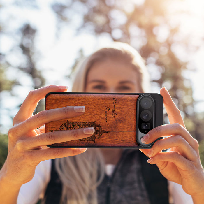 Luminous Blessings, Classic Engraved Wood & TPU Case - Artisanal Cover for Google Pixel