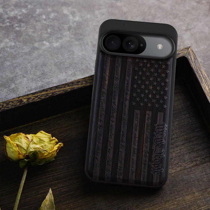 Classic Engraved Wood & TPU Case - Artisanal Cover for Google Pixel