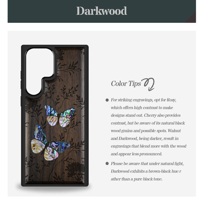 A Dance of Nature, Hand-Inlaid Wood & Mother of Pearl Case - Artisanal Cover for Samsung Galaxy