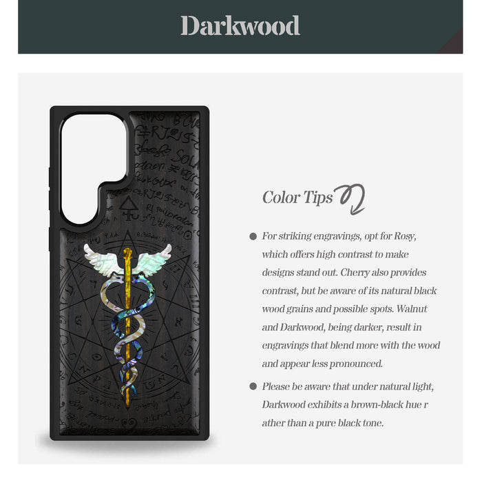 An Octagonal Star Embrace, Hand-Inlaid Wood & Mother of Pearl Case - Artisanal Cover for Samsung Galaxy