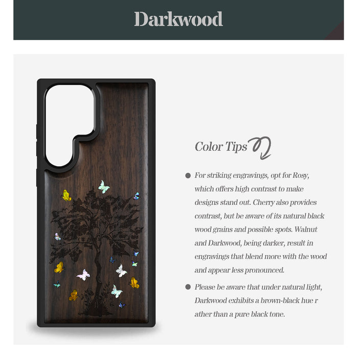 The Zentangle Sapling, Hand-Inlaid Wood & Mother of Pearl Case - Artisanal Cover for Samsung Galaxy