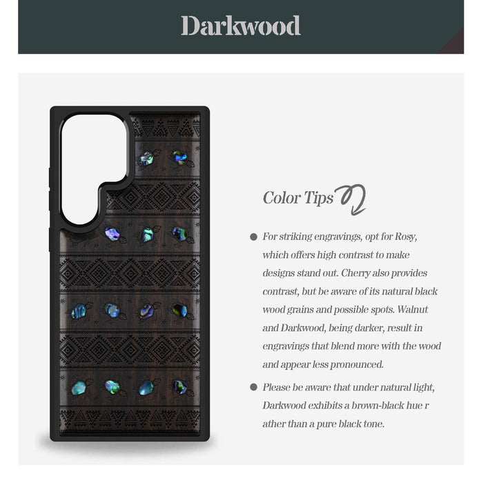The Aztec Sea Turtle, Hand-Inlaid Wood & Mother of Pearl Case - Artisanal Cover for Samsung Galaxy