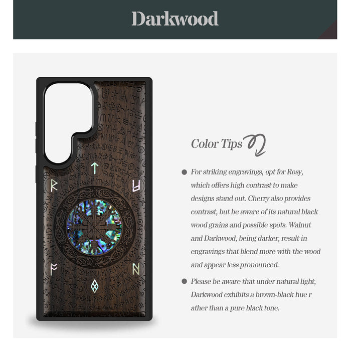 The Shield of Dragons and Awe Hand-Inlaid Wood & Mother of Pearl Case Samsung Galaxy Artisanal Case View