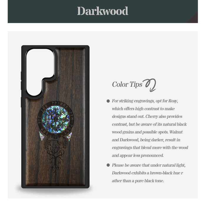 Eternal Compass Roots, Hand-Inlaid Wood & Mother of Pearl Case - Artisanal Cover for Samsung Galaxy
