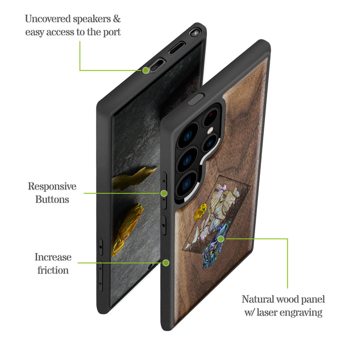 Mountain Path, Hand-Inlaid Wood & Mother of Pearl Case - Artisanal Cover for Samsung Galaxy