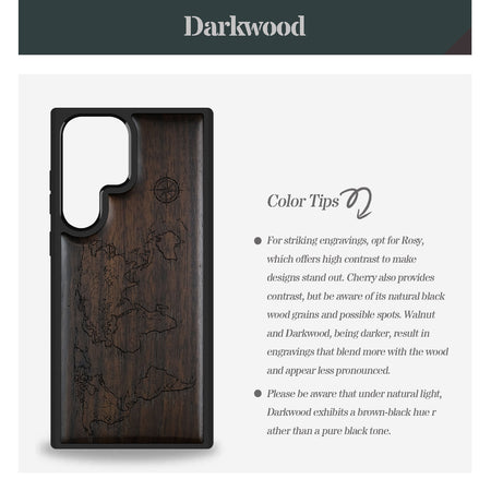 Abstract Expressionist World Map Linework Classic Engraved Wood & TPU Case Samsung Galaxy Artisanal Case View