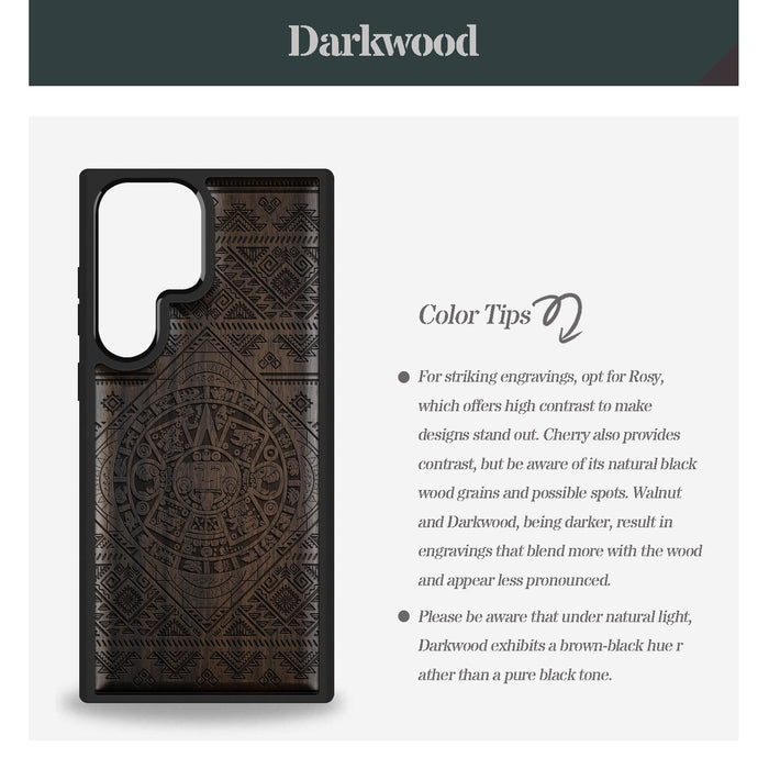The Aztec Calendar., Classic Engraved Wood & TPU Case - Artisanal Cover for Samsung Galaxy