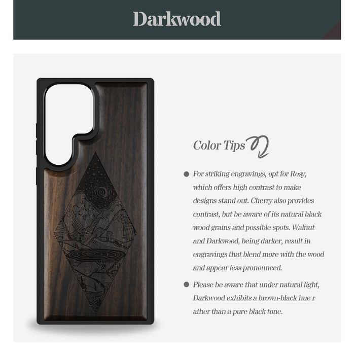 A Glimpse into the Starlit Wilderness, Classic Engraved Wood & TPU Case - Artisanal Cover for Samsung Galaxy