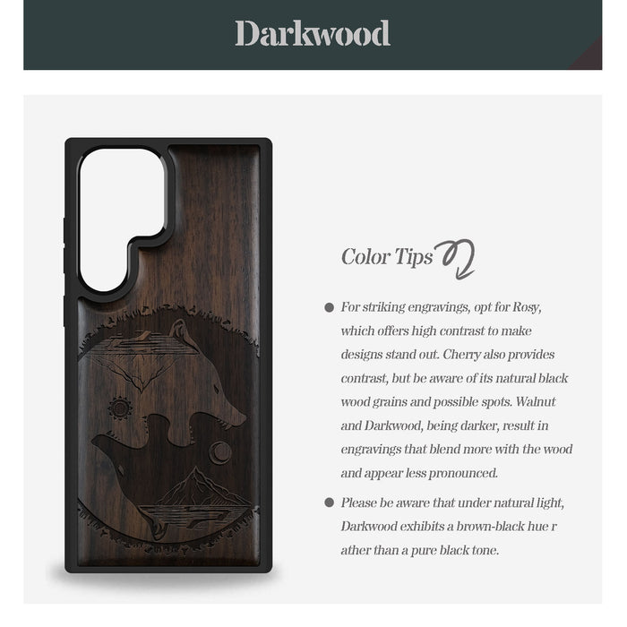 Yin-Yang Wolf Classic Engraved Wood & TPU Case Samsung Galaxy Artisanal Case View
