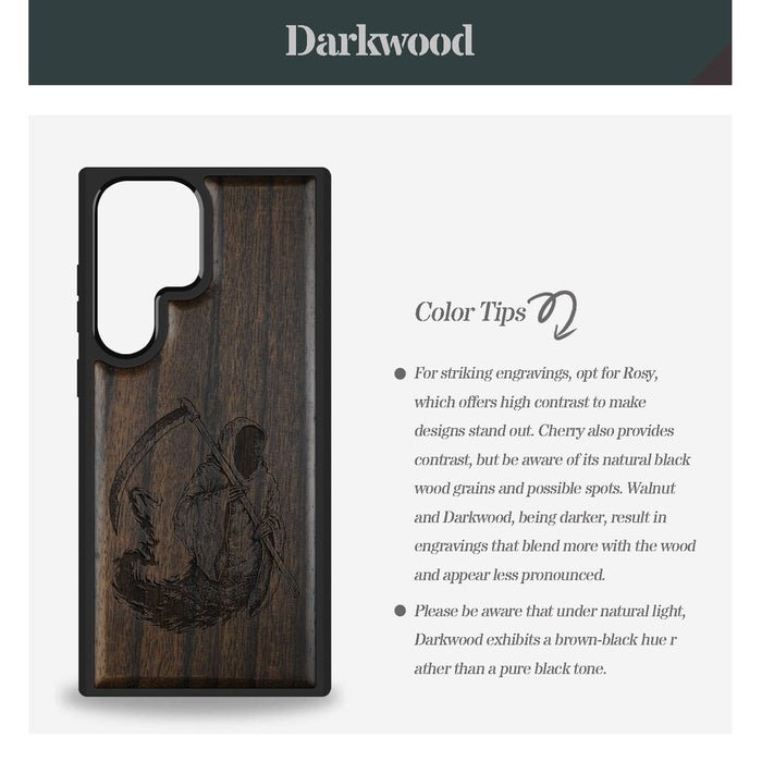 The Grim Reaper, Classic Engraved Wood & TPU Case - Artisanal Cover for Samsung Galaxy