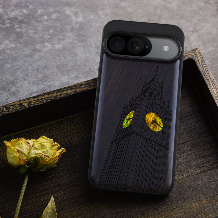 The Big Ben of London, Hand-Inlaid Wood & Mother of Pearl Case - Artisanal Cover for Google Pixel