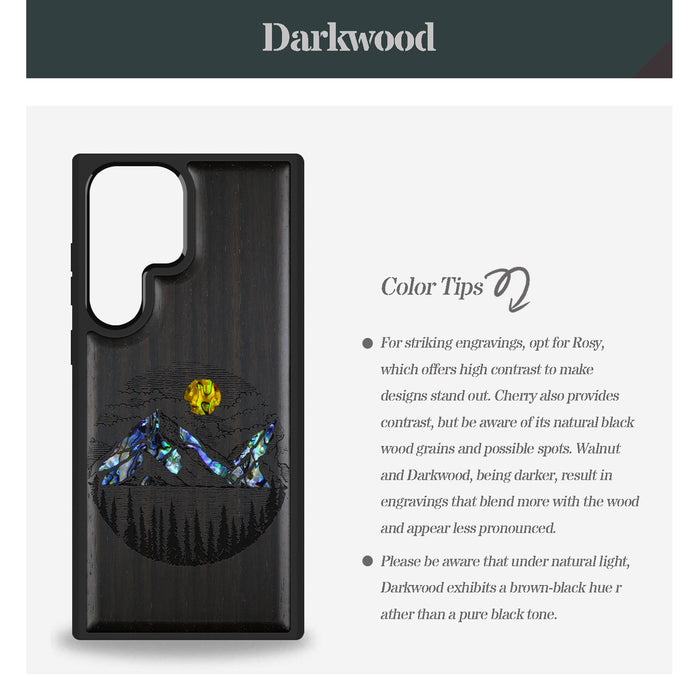 A Captivating Landscape Painting, Hand-Inlaid Wood & Mother of Pearl Case - Artisanal Cover for Samsung Galaxy