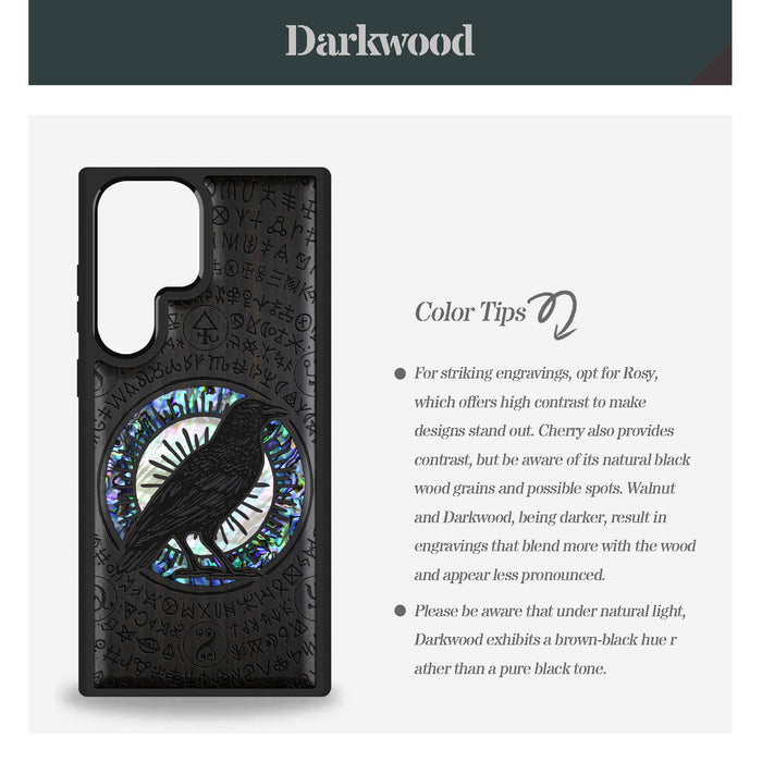 The Haloed Crow Hand-Inlaid Wood & Mother of Pearl Case Samsung Galaxy Artisanal Case View