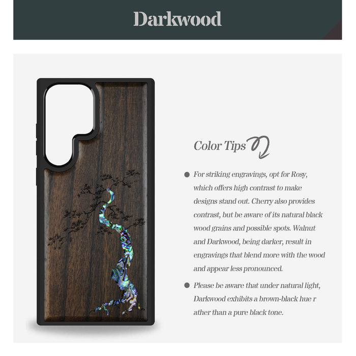 The Majestic Pine Tree, Hand-Inlaid Wood & Mother of Pearl Case - Artisanal Cover for Samsung Galaxy