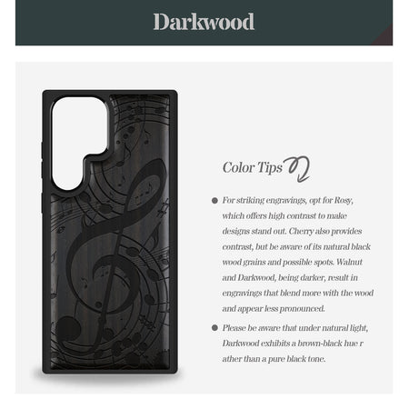 Music Notes Classic Engraved Wood & TPU Case Samsung Galaxy Artisanal Case View