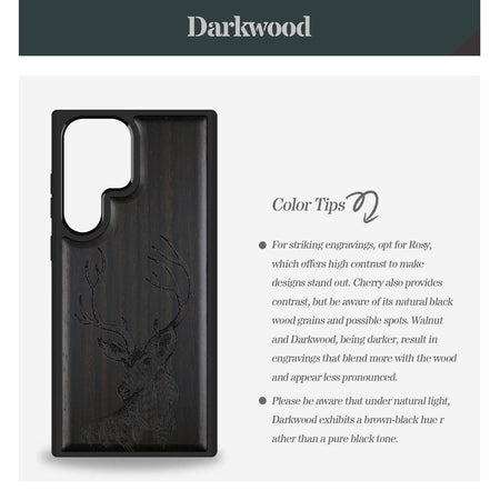 The Half-Length Deer Linework Art Classic Engraved Wood & TPU Case Samsung Galaxy Artisanal Case View