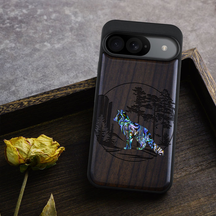 A Journey Through the Forest, Hand-Inlaid Wood & Mother of Pearl Case - Artisanal Cover for Google Pixel