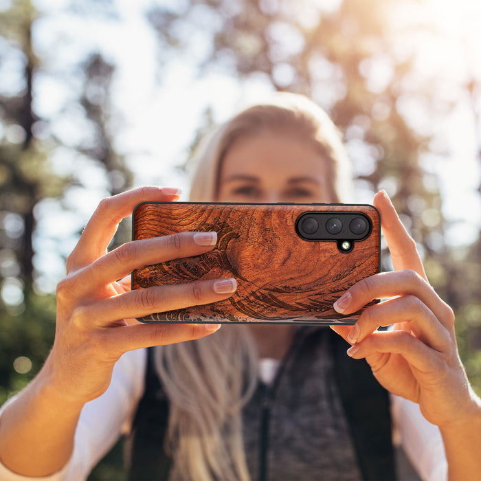 The Great Wave off Kanagawa, Classic Engraved Wood & TPU Case - Artisanal Cover for Samsung Galaxy