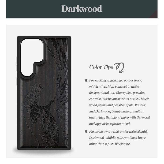 Wave Reimagined Classic Engraved Wood & TPU Case Samsung Galaxy Artisanal Case View