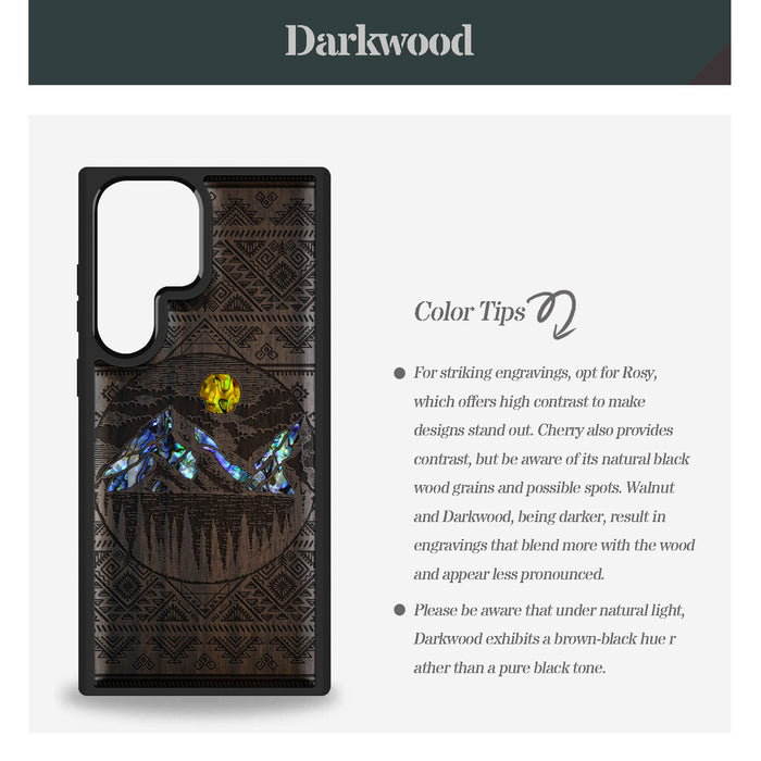 Aztec Vistas, Hand-Inlaid Wood & Mother of Pearl Case - Artisanal Cover for Samsung Galaxy