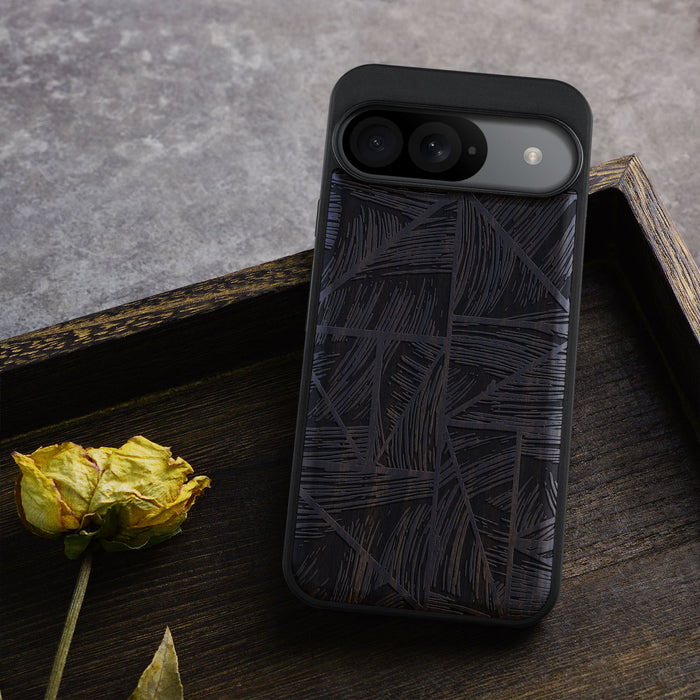 The Doodle Wave Pattern, Classic Engraved Wood & TPU Case - Artisanal Cover for Google Pixel