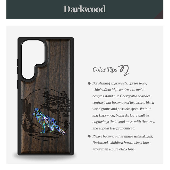 The Enchanting Fox, Hand-Inlaid Wood & Mother of Pearl Case - Artisanal Cover for Samsung Galaxy
