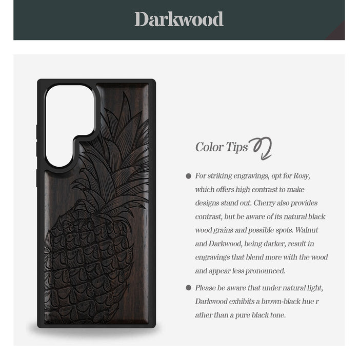 The Pineapple Fruit Design Classic Engraved Wood & TPU Case Samsung Galaxy Artisanal Case View