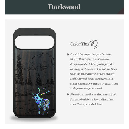 An Enthralling Natural Landscape Illustration Hand-Inlaid Wood & Mother of Pearl Case Google Pixel Artisanal Case View