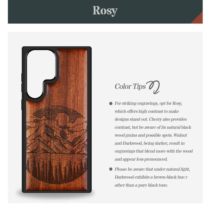 A Captivating Landscape Painting, Classic Engraved Wood & TPU Case - Artisanal Cover for Samsung Galaxy