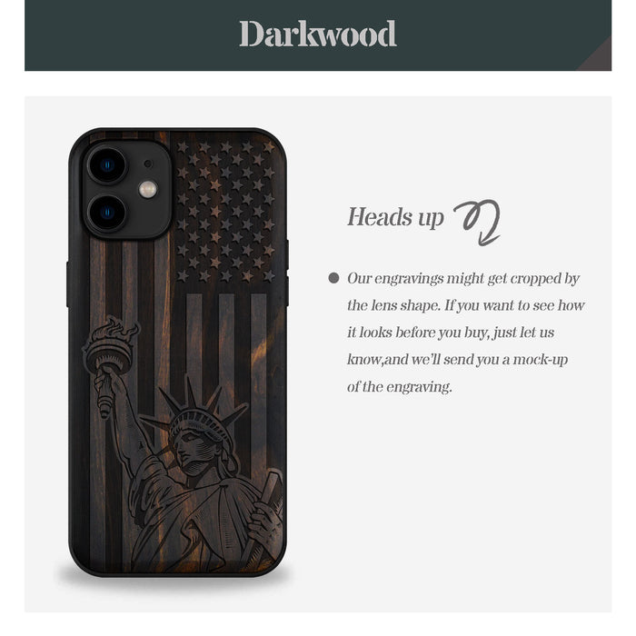 Freedom's Beacon, Classic Engraved Wood & TPU Case - Artisanal Cover for Apple iPhone