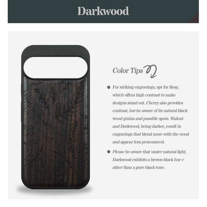 Floral Vintage Classic Engraved Wood & TPU Case Google Pixel Artisanal Case View